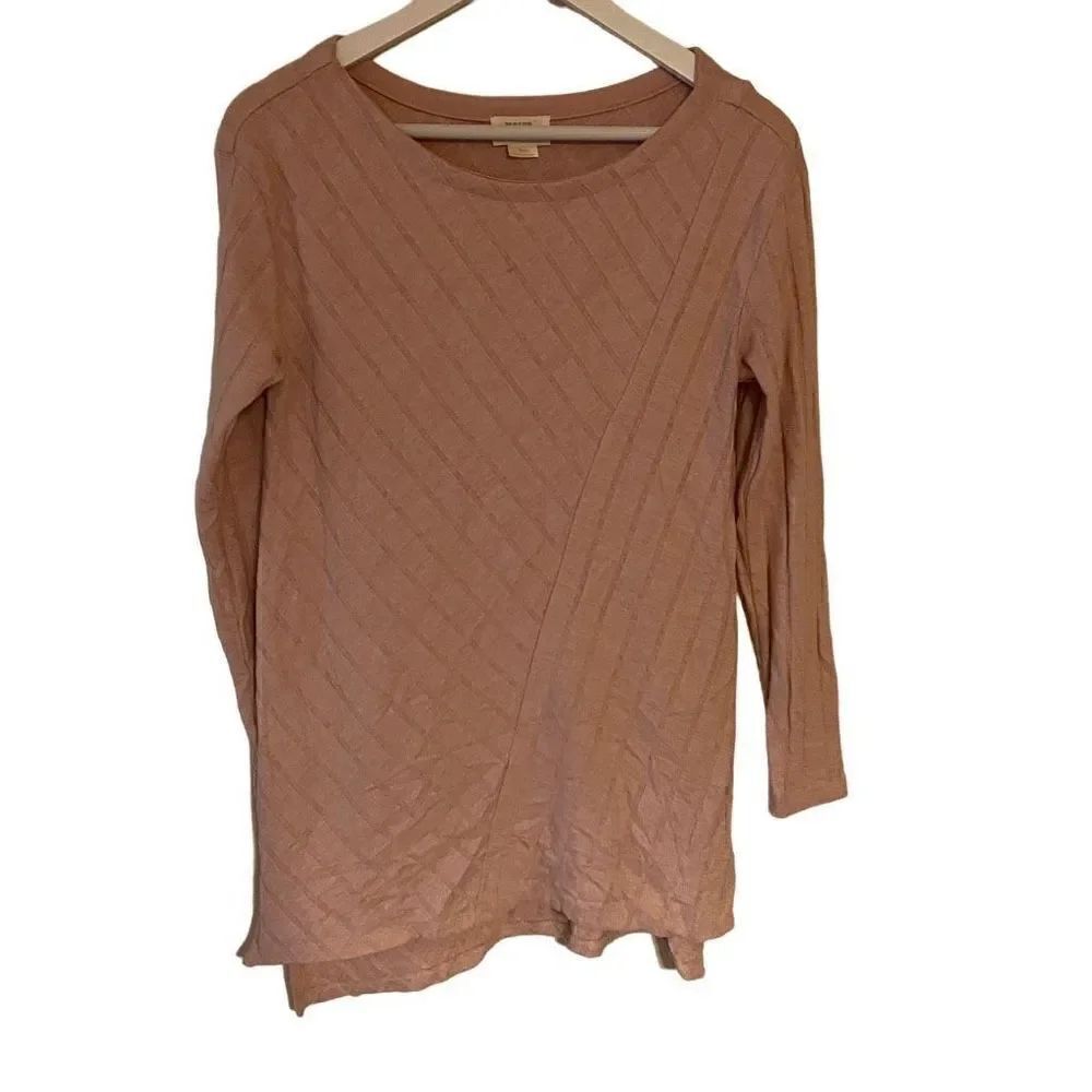 Maeve by Anthropologie small pink long sleeve ripped crew neck